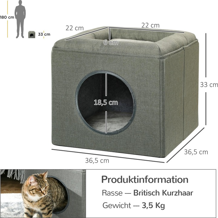 Produktbild PawHut Katzenhöhle mit weichem Kissen (Katze)