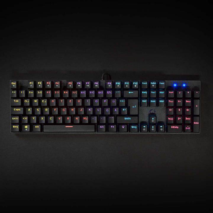 Actual product image Nedis Wired Gaming Keyboard USB Type-A Mechanical Keys LED German DE-Layout Powered by (DE, Cable)