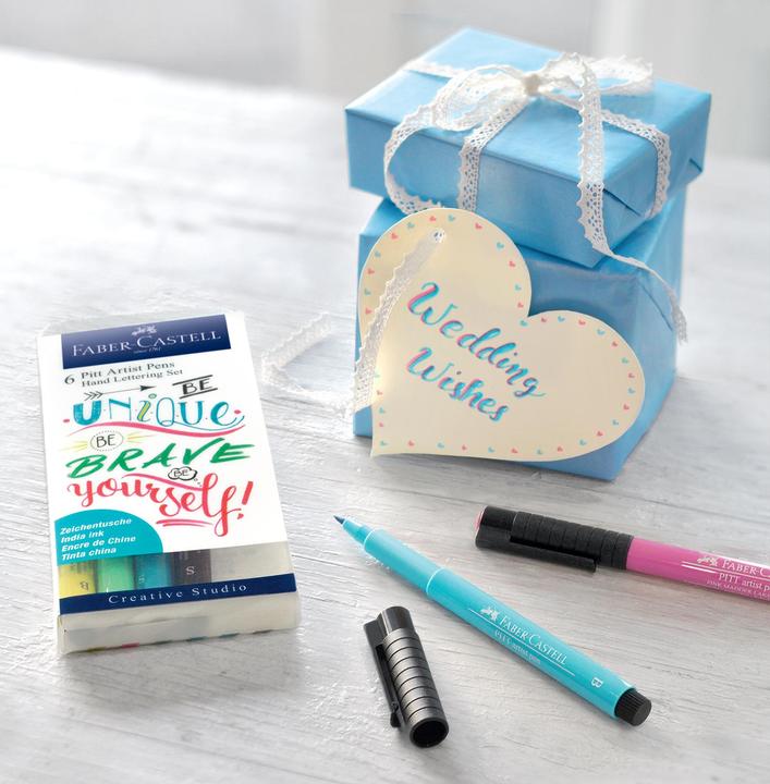 Immagine prodotto Faber-Castell Pitt ArtistPen Handlettering (Blu, Giallo, Verde, Pink, Nero, Turchese, 6 x)