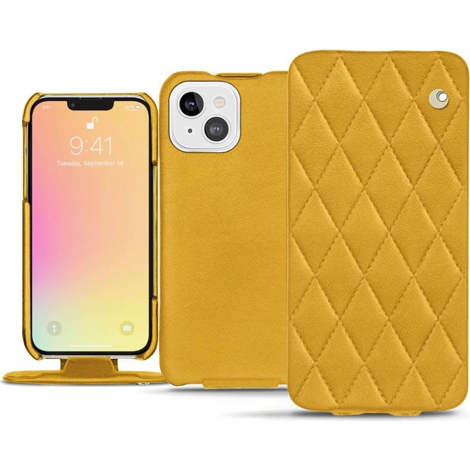 Noreve Lederschutzhülle vertikal (Apple iPhone 13), Smartphone Hülle, Orange