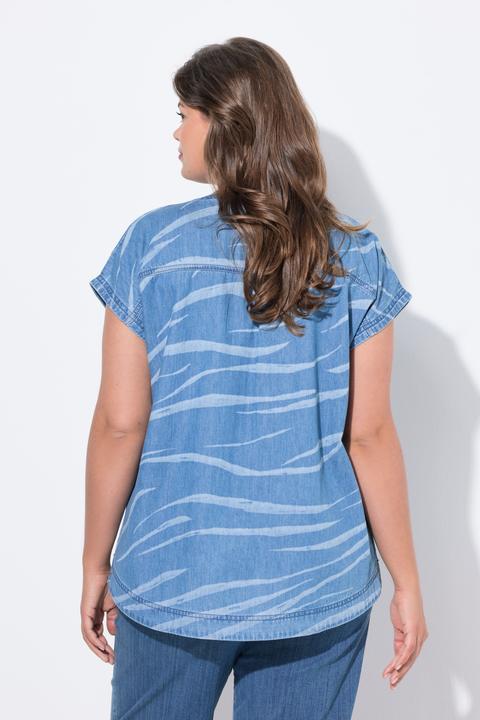 Produktbild Laurasøn Jeansbluse, V-Ausschnitt, Laserprint (50)