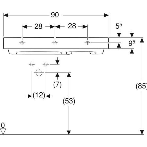 Thumbnail - Geberit, Waschbecken, ONE Waschtisch Abgang horizontal, Ablagefläche rechts, 90x14,2x48cm, 505.0 (480 mm, 195 mm)