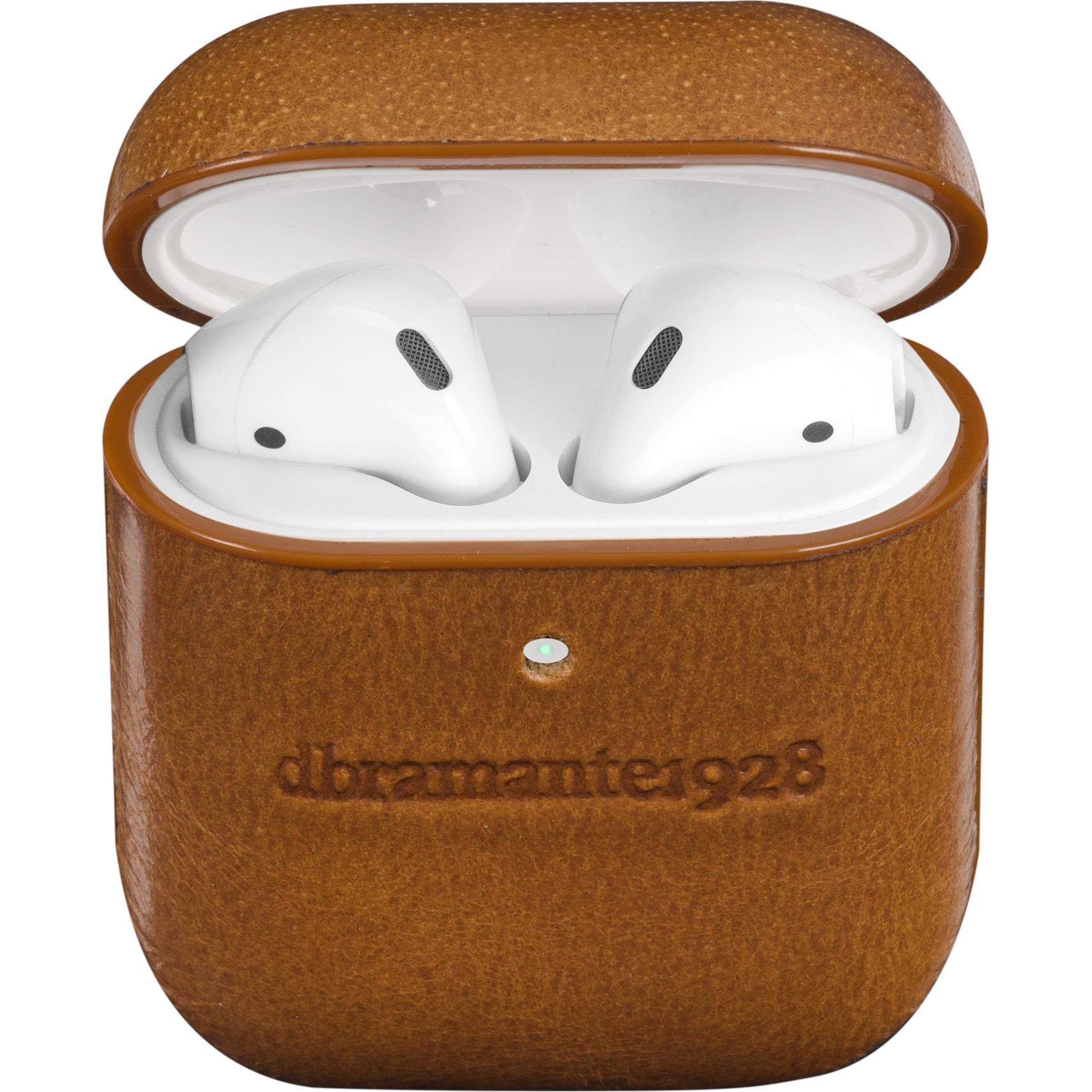 dbramante1928 Copenaghen - Custodia in pelle pieno fiore per AirPods - Tan (Manicotto per cuffie), Borsa per cuffie + Copertura protettiva, Arancia
