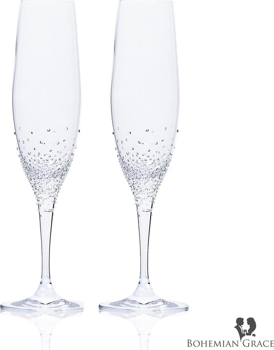 Produktbild Bohemian Grace Sekt-/Champagnerglas mit Swarovski Elements (22 cl, 2 Gläser, Sektgläser)
