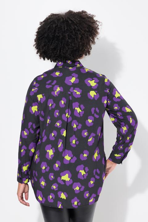 Produktbild Angel of Style Bluse, A-Linie, farbiges Leomuster, Langarm (52)