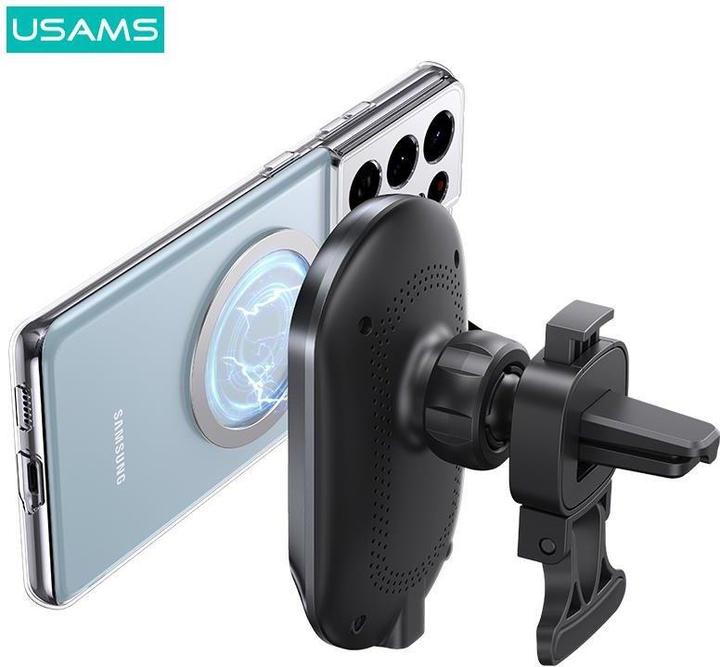 Actual product image Usams Magnetyczny uchwyt indukcyjny Wireless Charging 15W do kratki went. czarny/black CD182ZJ01 (US