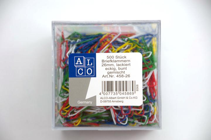 Produktbild Alco Büroklammern eckig 26 mm, farbig assortiert (1 x)