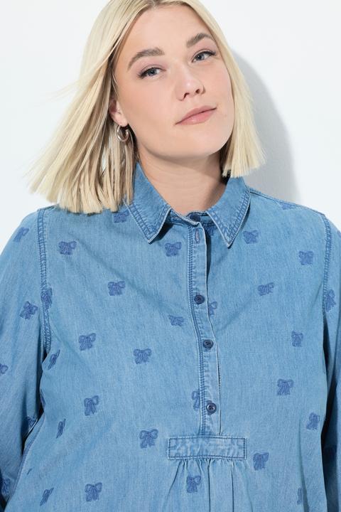 Immagine prodotto Ulla Popken Blusa con fiocchi ricamati, collo da camicia e maniche a 3/4 (46, 48)
