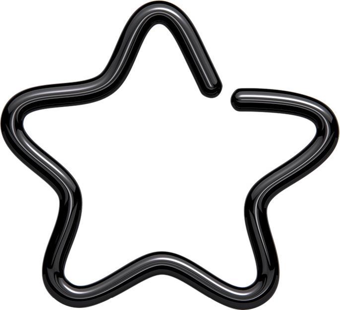 Produktbild Star Piercing Micro Piercing Ring Stern schwarz mit Titanium Schicht (ohne Messing, Chirurgenstahl 316L)