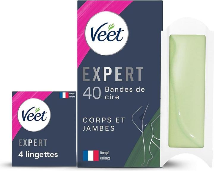 Veet Expert - 40 Kaltwachsstreifen für trockene Haut - langanhaltende Haarentfernung
