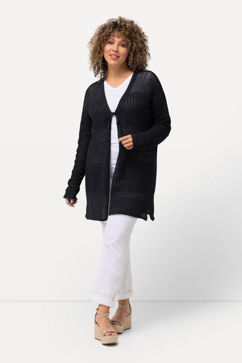 Produktbild Ulla Popken Strickjacke, Lochstrick, Oversized, V-Ausschnitt (58)