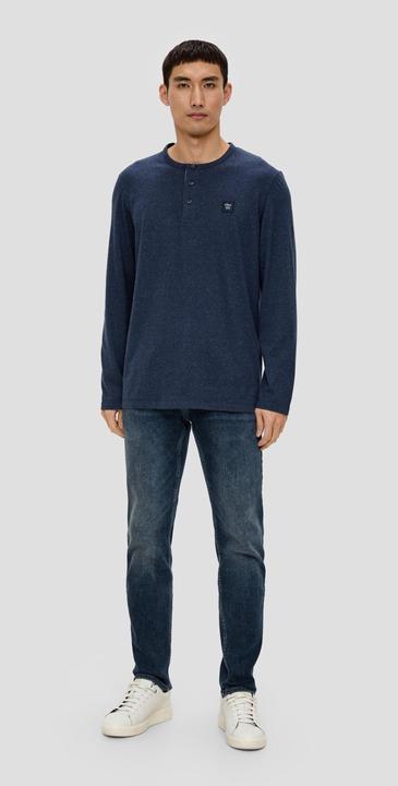 Produktbild s.Oliver T-Shirt Meliertes Longsleeve mit Henleyausschnitt (L)