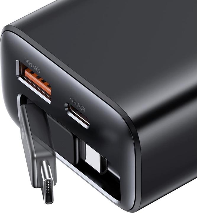 Image du produit Usams CC299 65W Fast Charger With Retractable Type-C Cable (EU) - Xiang Series Black (65 W)