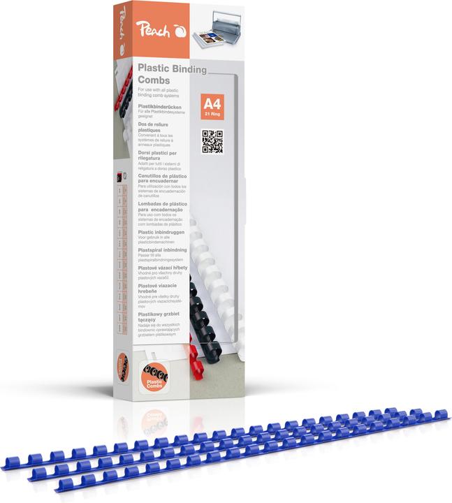 Actual product image Peach Plastic binder spines, 6 mm, 21 rings, US pitch blue