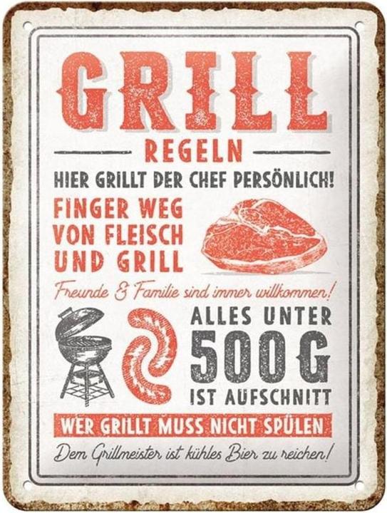 Nostalgic-Art Merchandising Schild Grill-Regeln 15 x 20 cm, Metall (15 x 20 cm)