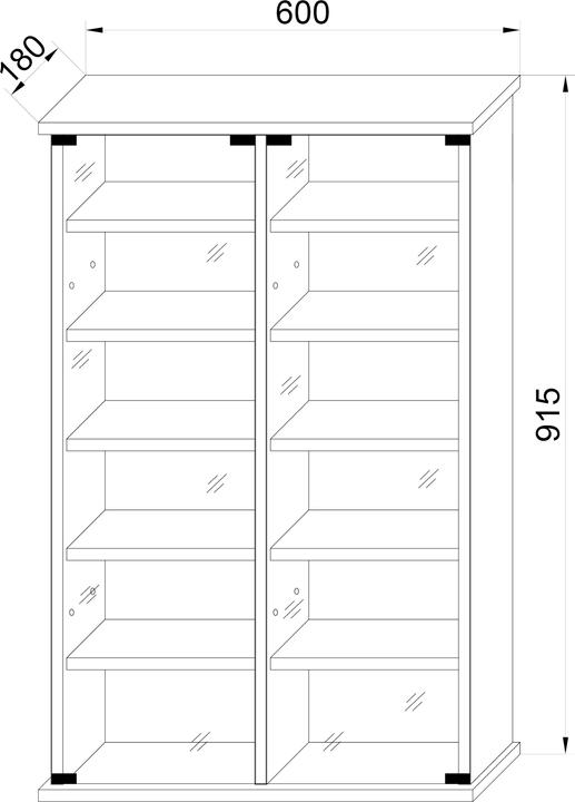 Nährwerte und Zutaten VCM Holz CD DVD Stand Regal Glastür Tilano L (60 x 18 x 92 cm)