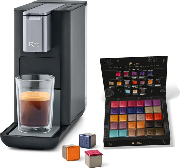 Tchibo Qbo ESSENTIAL Kapselmaschine inkl. 30 recyclebare Qbo Kapseln, Dark Stone