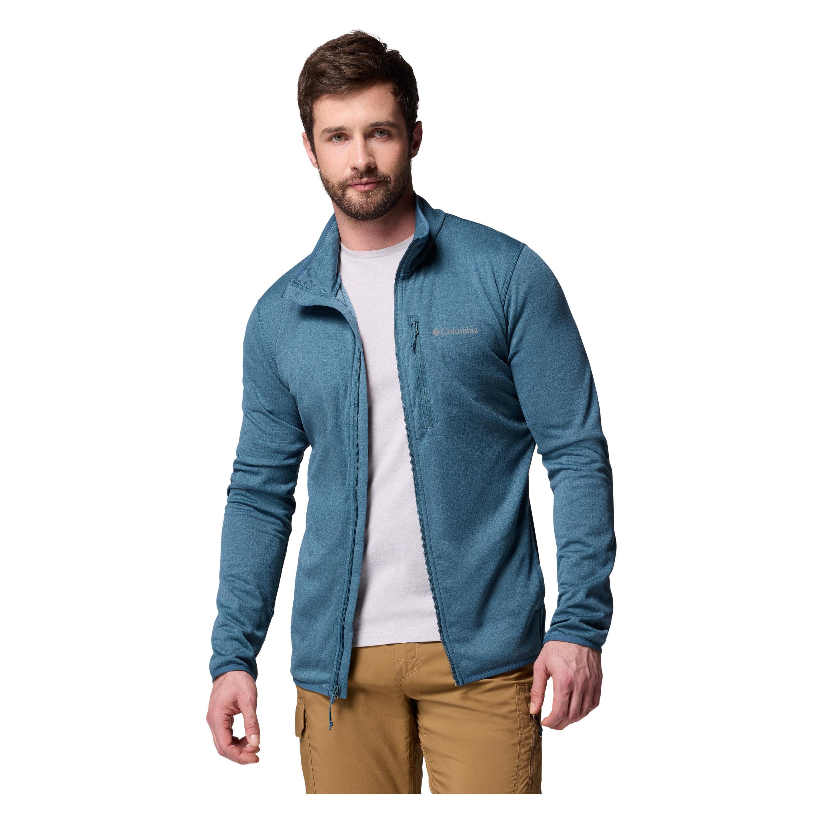 Columbia, Herren, Outdoorjacken, Essential Hike™ Grid Fleece Full Zip (Xl), Blau, Xl