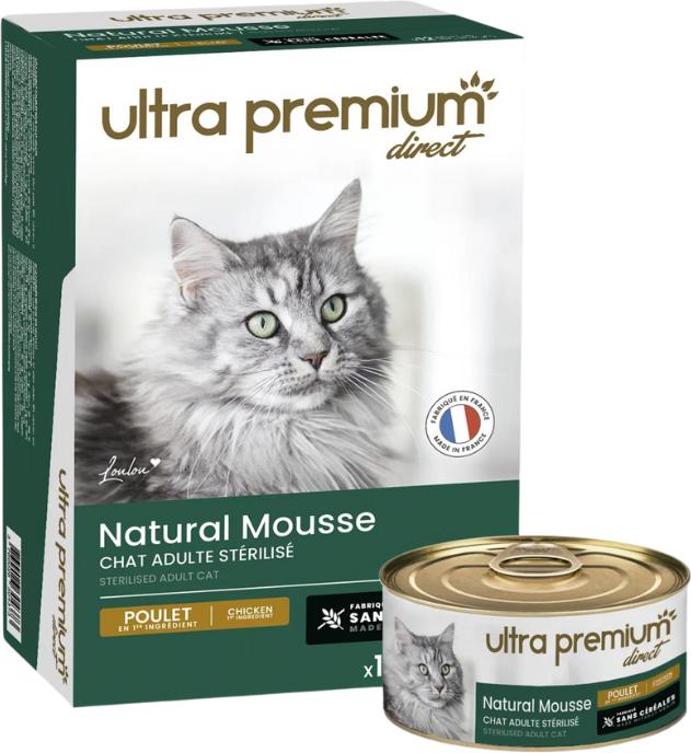 Ultra Premium Direct Natural Mousse Chicken - Chat stérilisé (Senior, Adulte, Chiot + chaton, 12 pcs, 85 g)