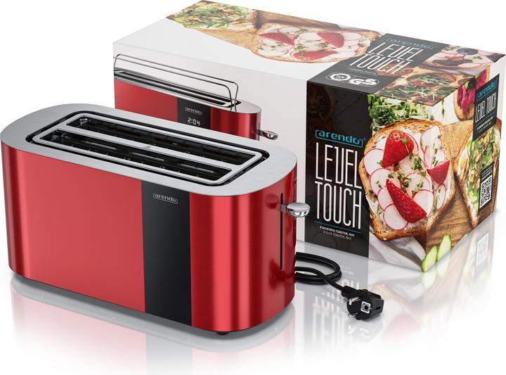Image du produit Arendo Toaster Edelstahl 4 Scheiben Langschlitz, Bräunungsgrad & Restzeitanzeige, Touch Display, 1500 W