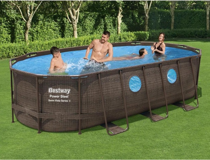 Produktbild Bestway Oval Pool Zwembad 549 x 274 x 122m - incl filterpomp Rattan (549 x 274 x 122 cm)
