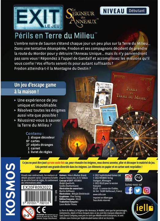 Produktbild Iello Exit : Seigneur des Anneaux - Périls en Terre du Milieu (Französisch, 1 - 4 Spieler)