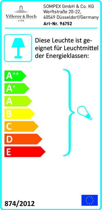 Energie-Label Villeroy & Boch Tokio (E14)