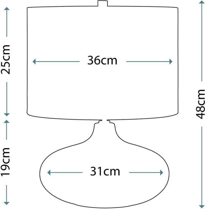 Produktbild Elstead Lighting Laguna Tischleuchte E27 48cm Türkis und Graphitglasur Weiss, Made in UK (E27)