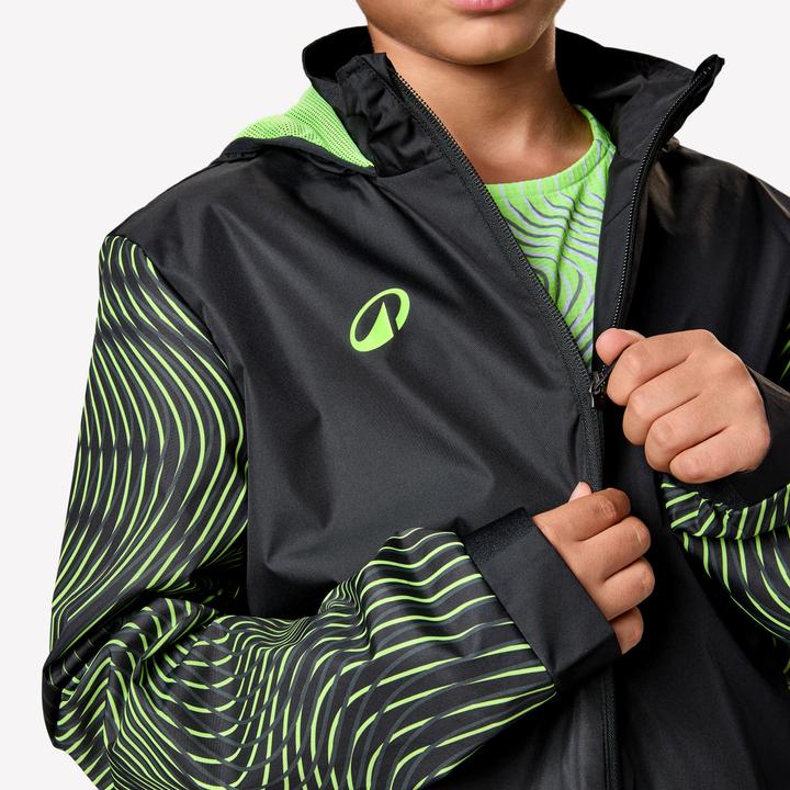 Produktbild Kipsta Kinder Fussball Regenjacke - VIRALTO Wavy schwarz/neongelb (176)