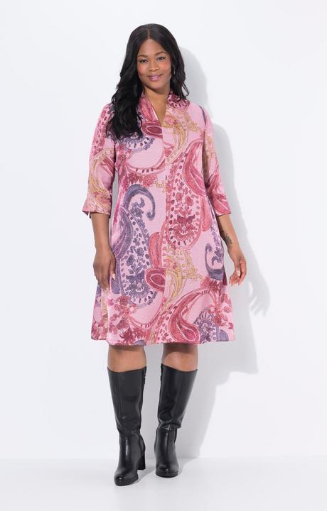 Produktbild Ulla Popken Kleid, A-Linie, Kelchkragen, V-Ausschnitt, 3/4-Arm (42, 44)