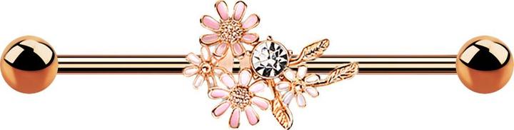 Image du produit Star Piercing Barbell rosegold mit Blumenstrauss (Laiton, Acier chirurgical 316L)