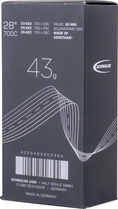 Actual product image Schwalbe SV 20E Aerothan TPU (Presta (SV), 28", 60 mm)