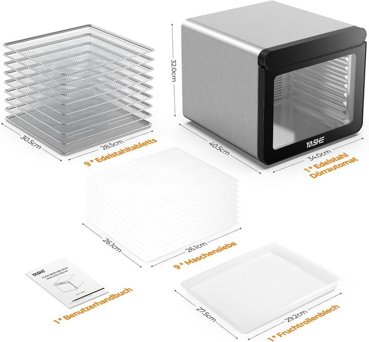 Actual product image Yashe Dörrautomat mit 9 Tabletts und Timer