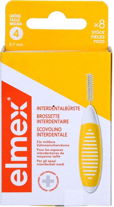 Elmex Interdental brush yellow ISO size 4 0.7mm, 8 pcs ZBU