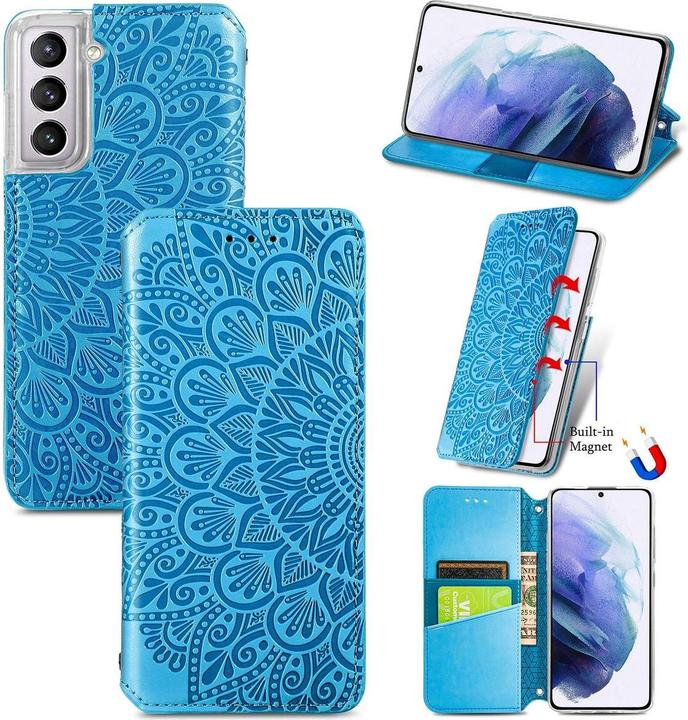 Produktbild König Design Hülle Handy Schutz für Samsung Galaxy S21 Plus Case Cover Tasche Etuis Blau Neu (Samsung Galaxy S21+)