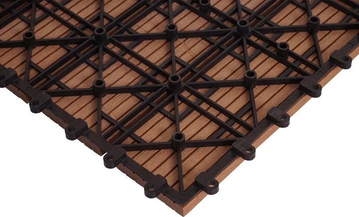 Image du produit Swisshandel24 WPC Carrelage d'angle Rhône + bordure, aspect bois terrasse, 30x30cm Premium angle droit, teck (1 x, 30 x 30 cm)