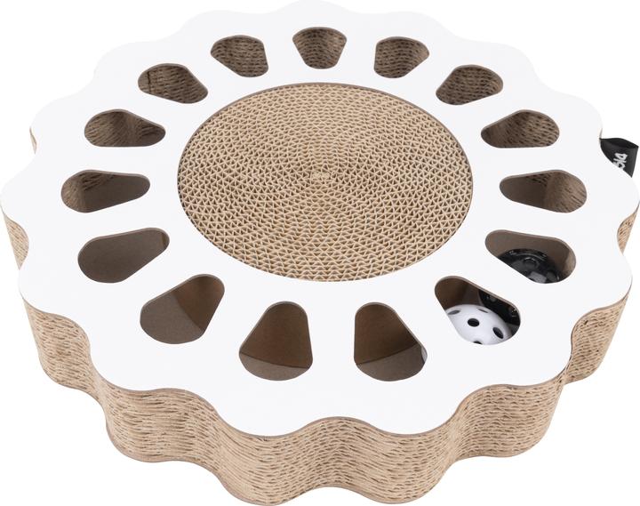 District 70 Jouets pour chats Plateau de jeu Sunny White, 32 x 32 x 6 cm (Jouet à gratter chat)