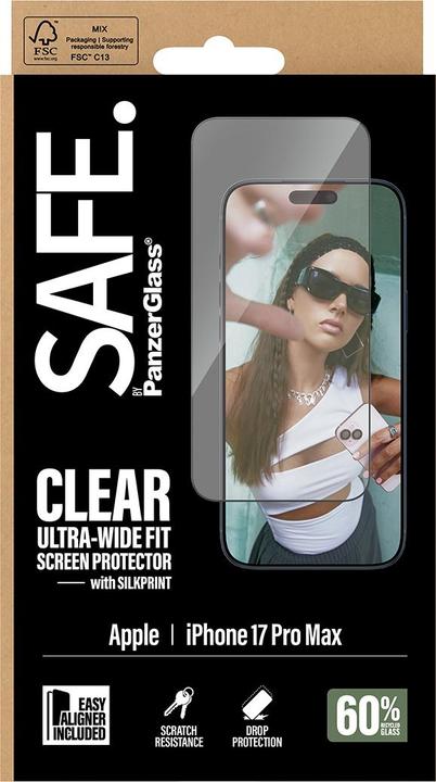 Produktbild PanzerGlass SAFE. Screen Protector w. black Frame iPhone 17 Pro Max (1 Stück, Apple iPhone 17 Pro Max)