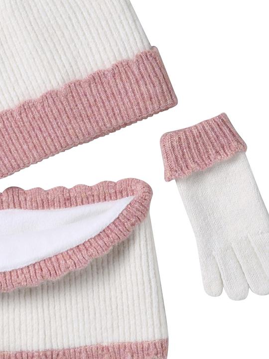 Actual product image Vertbaudet Set aus Mütze, Rundschal & Handschuhe mit Muschelsaum, Mädchen (128, 140)