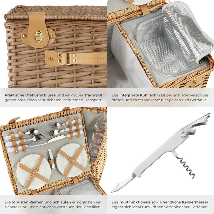 Actual product image tectake Picnic basket Föhr for 4 people, with cooler compartment & accessories