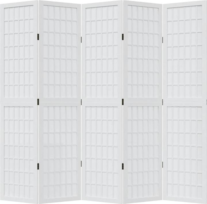 Produktbild vidaXL Raumteiler Paravent Trennwand Spanische Wand 5-tlg. Weiss Massivholz