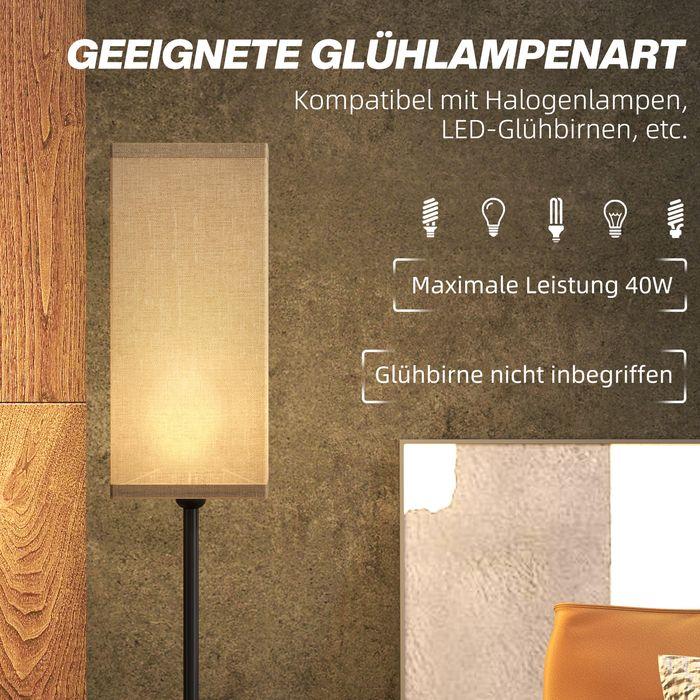 Actual product image Swisshandel24 Moderne Stehlampe mit Kunstleinen-Schirm, Fussschalter, für Wohnzimmer Schwarz (E27)