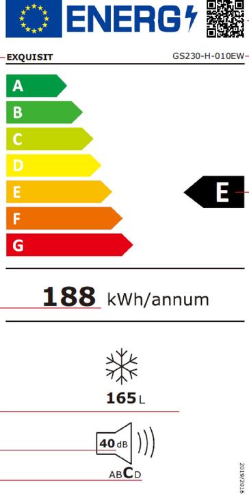 Energy Label Exquisit GS230-H-010EW - Vriezer kastmodel - Met Handgreep - 165 litres - Wit (Stand-alone, 165 l)