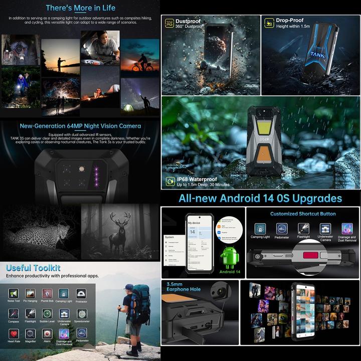 Actual product image Unihertz 8849 Tank 3S Robustes Telefon mit Nachtsichtprojektor, 16GB + 512GB, 6,79 Zoll Android 14 (512 GB, 6.79", 5G)