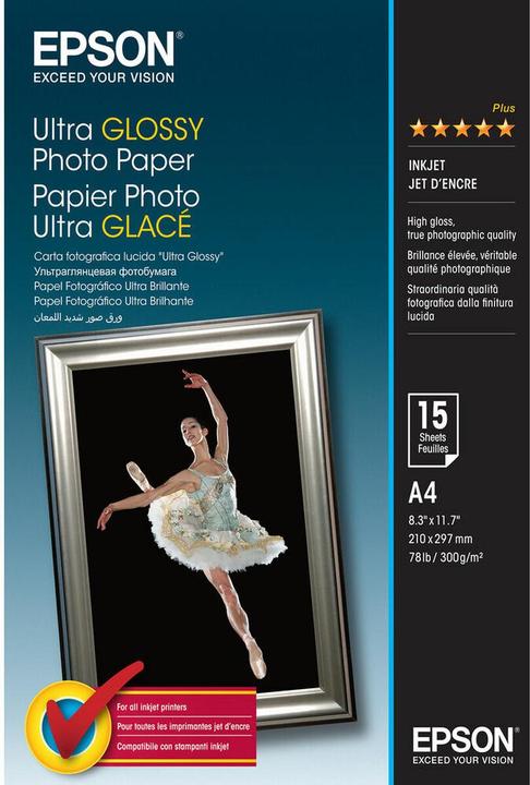 Produktbild Epson Ultra Foto Glanzpapier, 15 Blatt (300 g/m², A4, 15 Stk.)