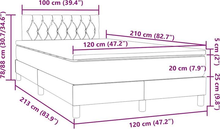 Produktbild vidaXL Boxspringbett Mit Matratze Samt Rosa (120 x 210 cm)
