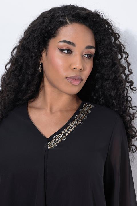 Actual product image Ulla Popken Layered Pointed Hem Chiffon Blouse (54)