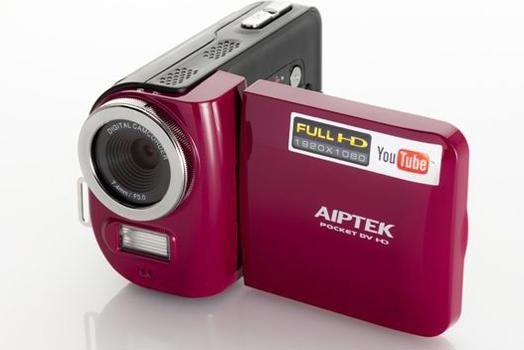 Actual product image Aiptek AHD T8 Pro, FullHD, Flash, Bordeaux red (4 x)