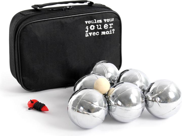 Produktbild Toboli Boule Set 6 Metall Kugeln 7,3 mm mit Schweinchen, Holz Boulekugeln (6 x, 73 mm)