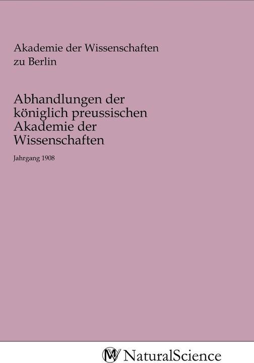 Produktbild MV-NaturalScience Abhandlungen der königlich preussischen Akademie der Wissenschaften (2020)